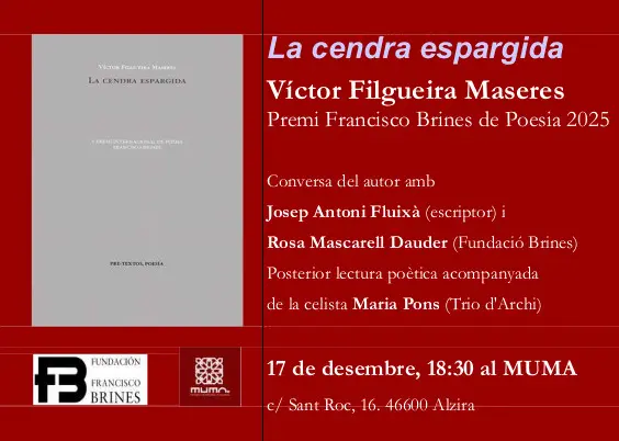 Cartel Presentación poemario de “La cendra espargida”, de Victor Filgueira Maseres